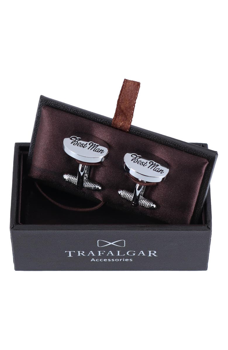 Trafalgar Best Man Cuff Links, Alternate, color, Silver