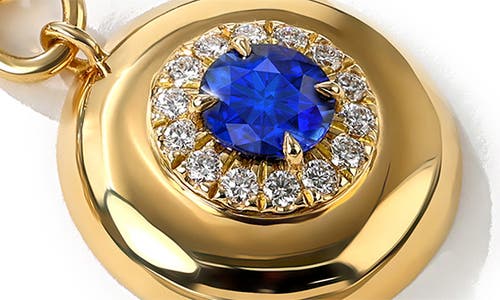 Mark Henry Heirloomed Round Sapphire Pendant Necklace In Blue