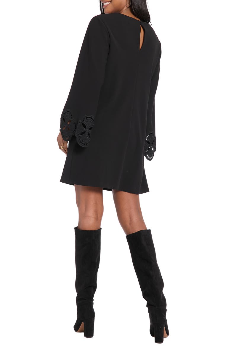 London Times Embroidered Bell Sleeve A-Line Dress, Alternate, color, Black