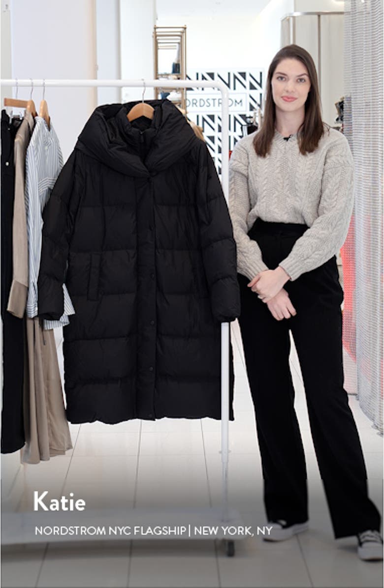 Pillow Collar Hooded Down & Feather Puffer Coat, sales video thumbnail