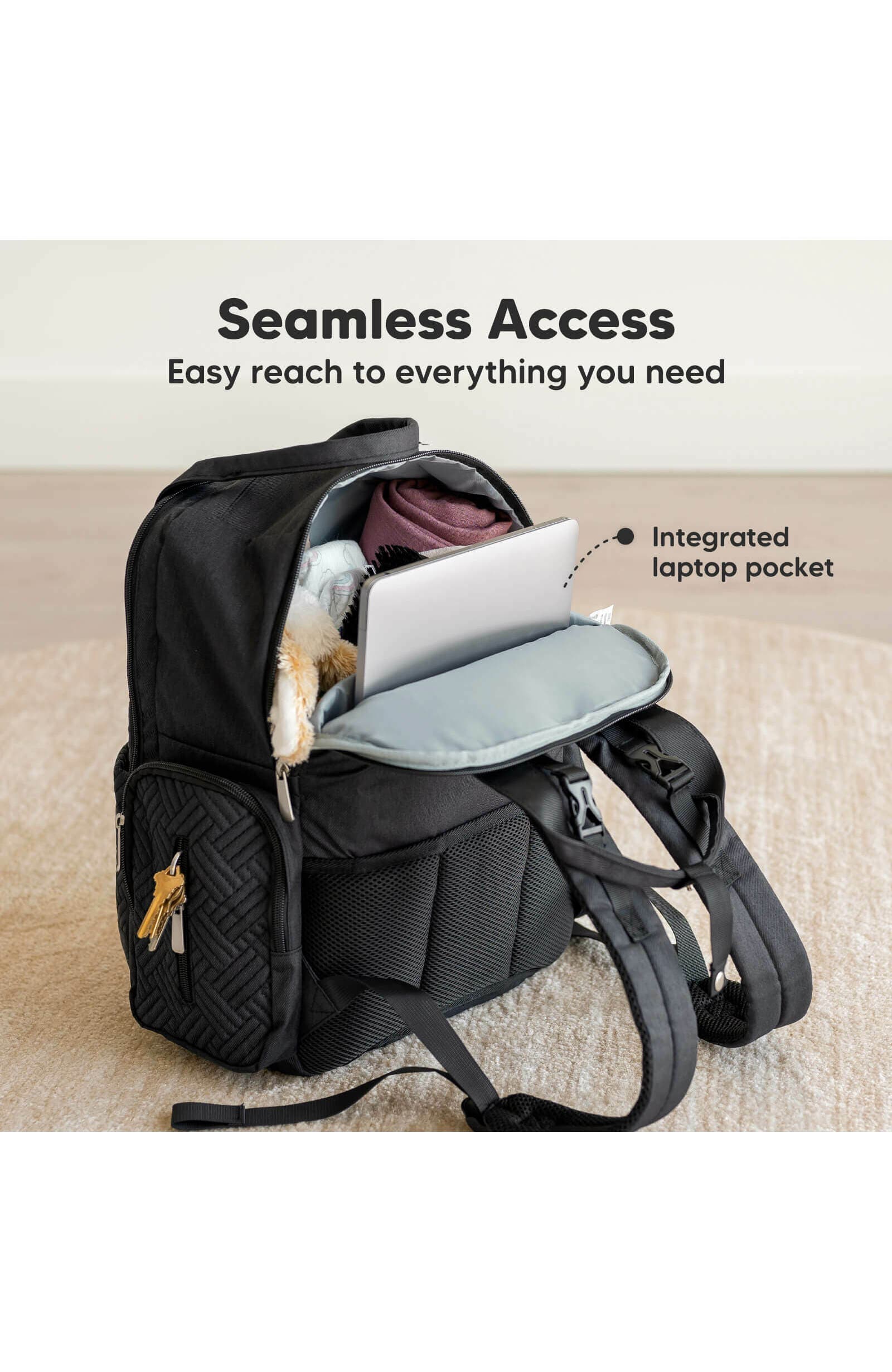 KeaBabies Bree Diaper Backpack, Alternate, color, Charcoal