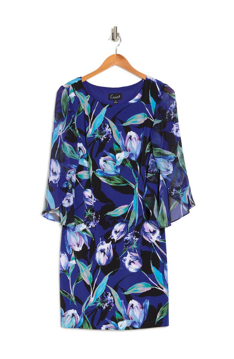 Connected Apparel Tulip Chiffon Sleeve Sheath Dress, Alternate, color, 