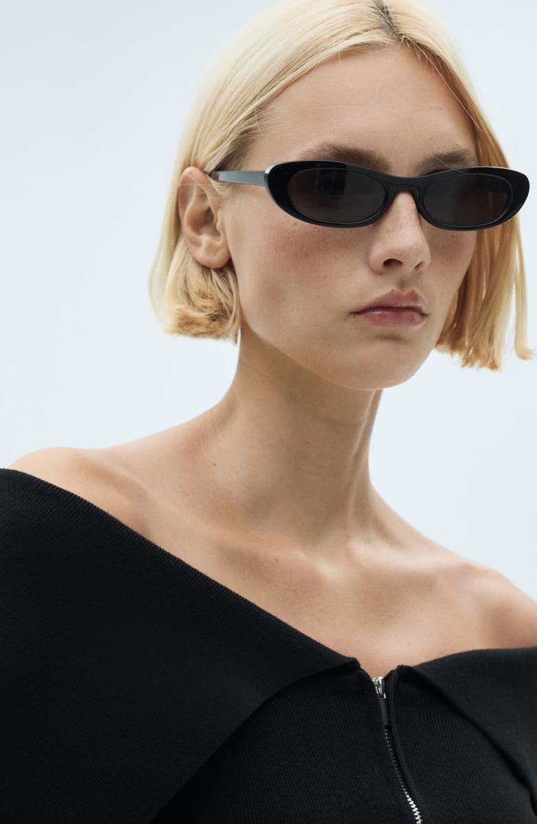 MANGO Off the Shoulder Zip Front Cardigan, Alternate, color,