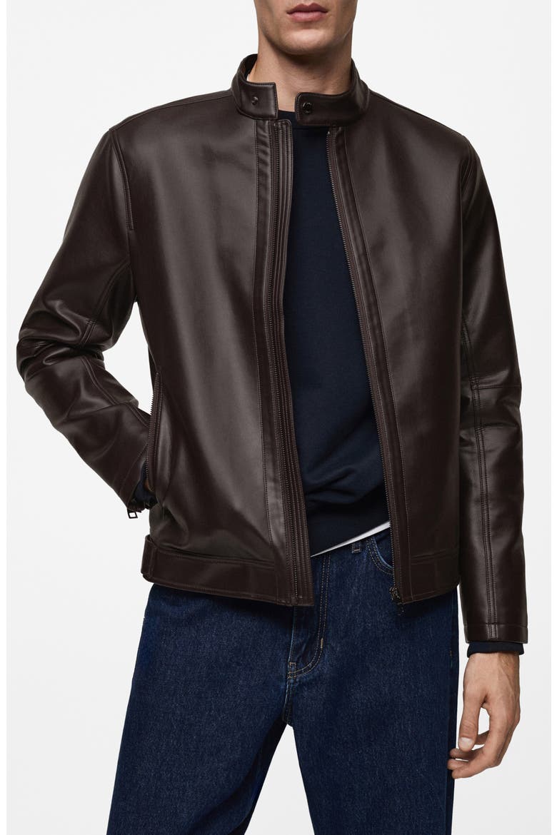 Faux Leather Jacket, Main, color, CHOCOLATE