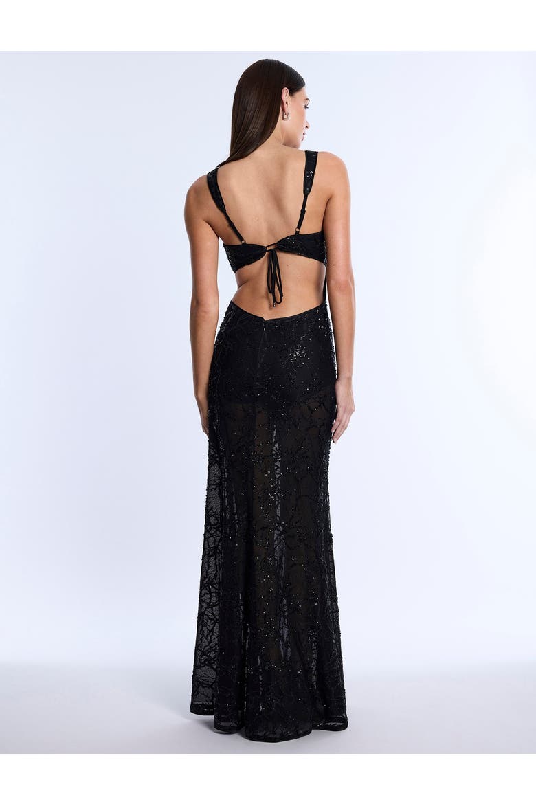 Embellished Cut Out Gown, Alternate, color, Black