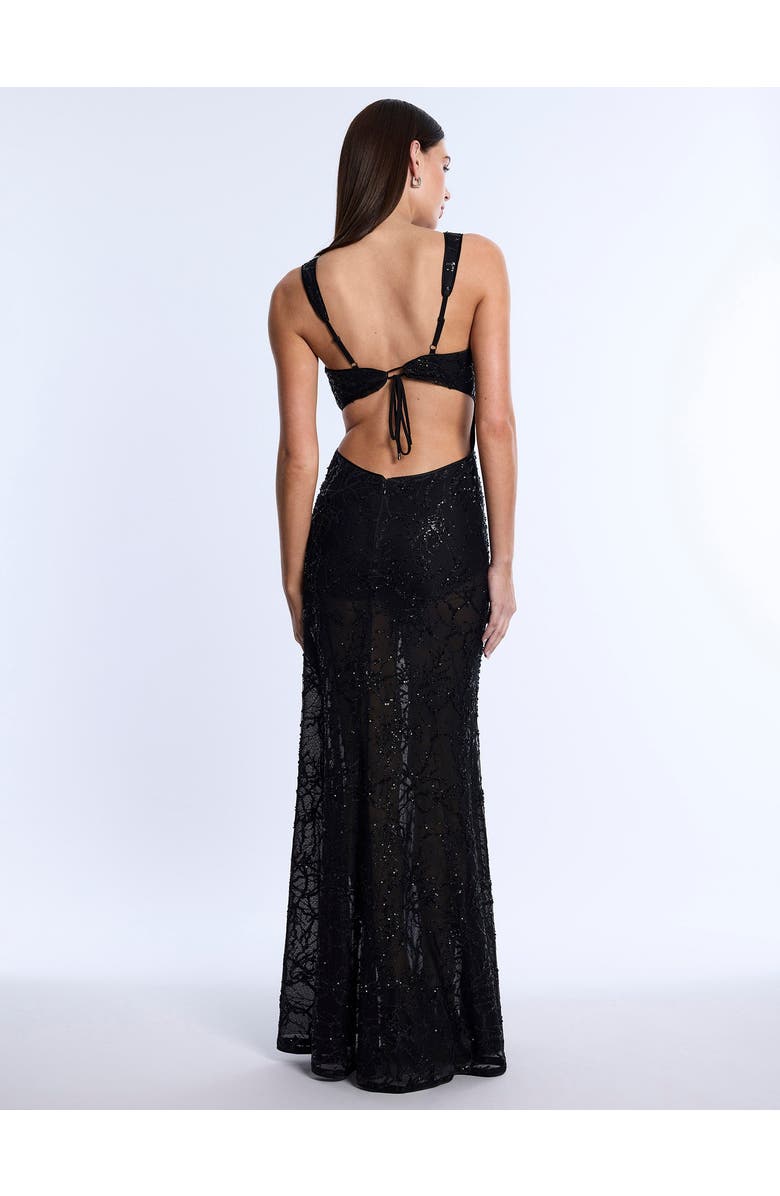 BCBGMAXAZRIA Embellished Cut Out Gown, Alternate, color, Black
