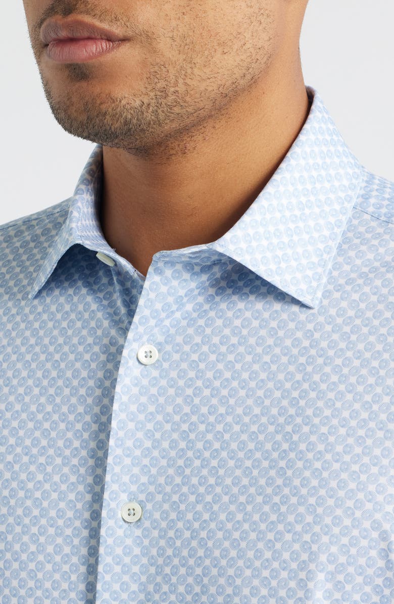 Bugatchi Miles OoohCotton<sup
®</sup
Print Short Sleeve Button-Up Shirt, Alternate, color, Classic Blue