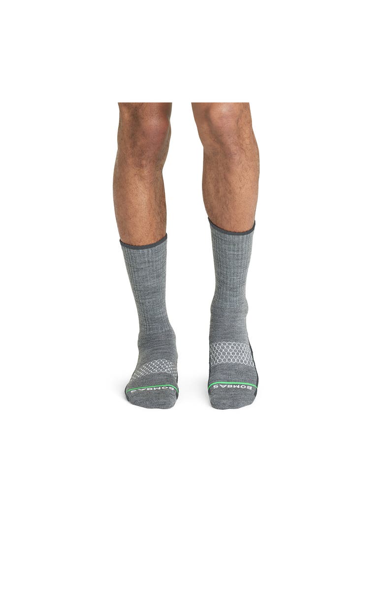 Bombas Heathered Colorblock Merino Wool Blend Calf Socks, Alternate, color, 