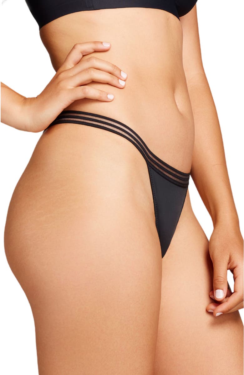Siella Microfiber Thong, Alternate, color, Black