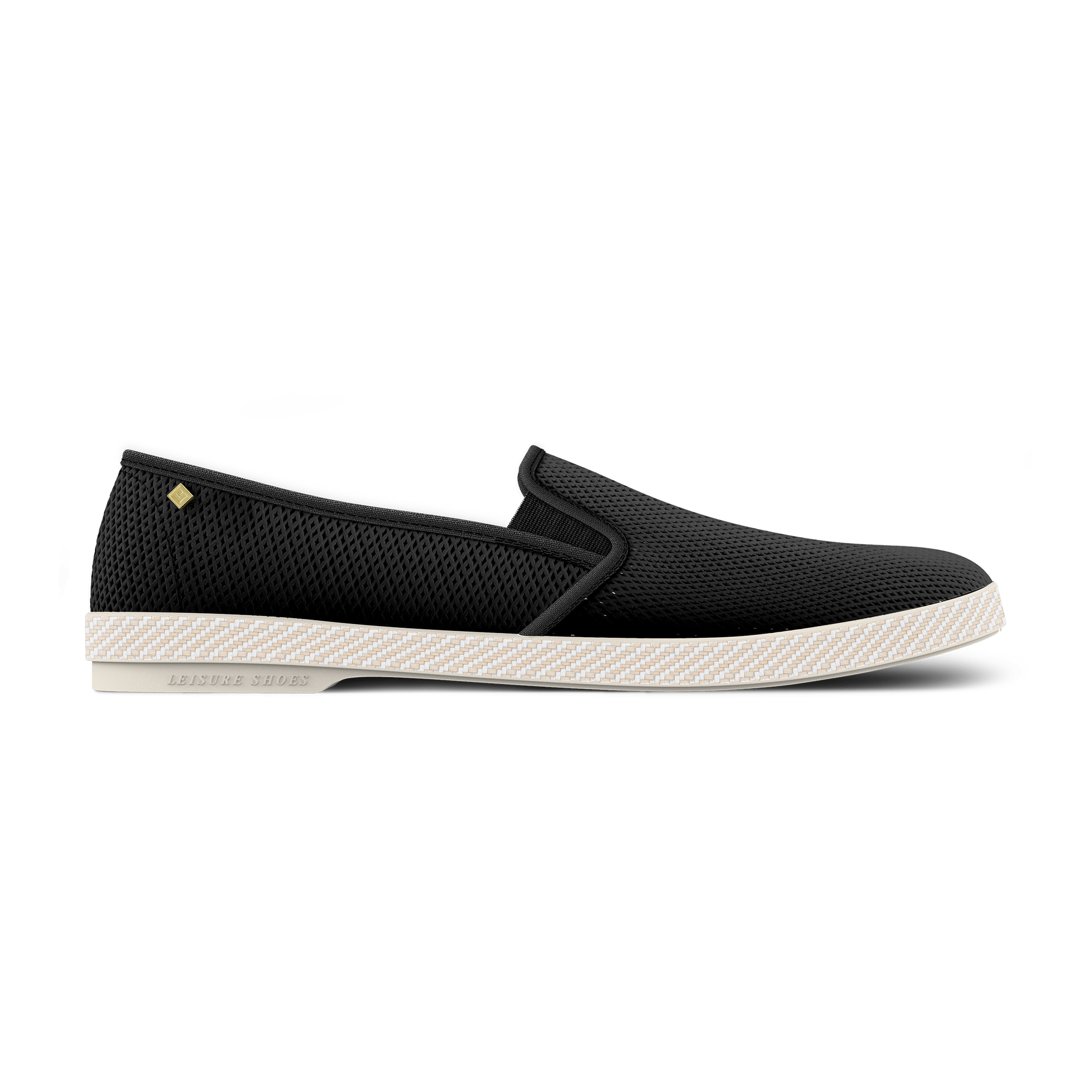 Rivieras Diamond Punched Leatherette Slip-On Loafer, Main, color, Black