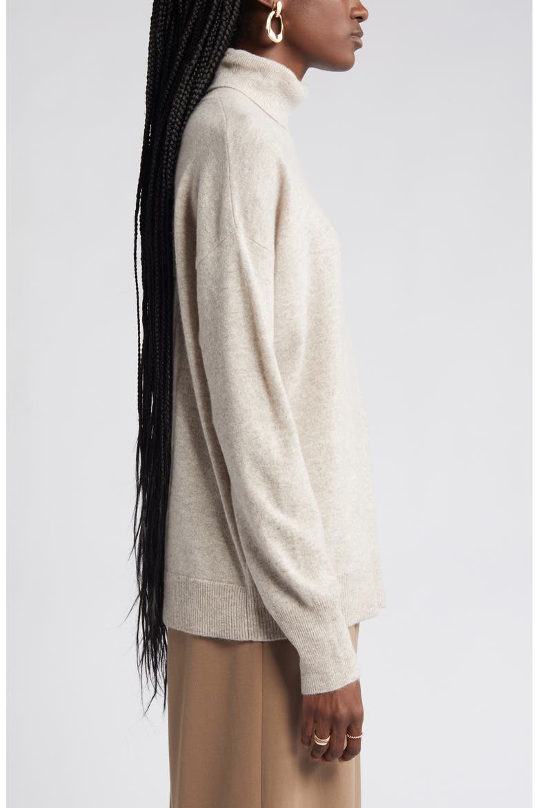 Cashmere Turtleneck Sweater, Alternate, color, BEIGE HUMMUS HEATHER