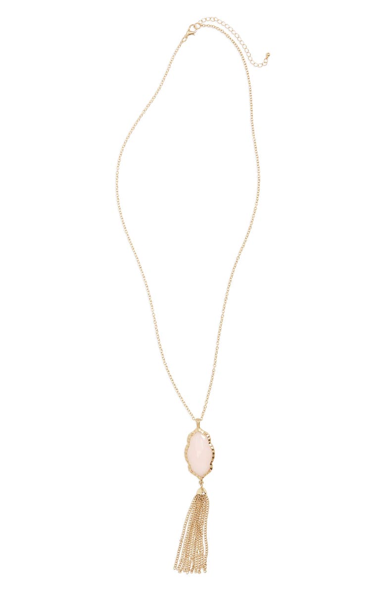 BP. Stone Fringe Pendant Necklace, Main, color,