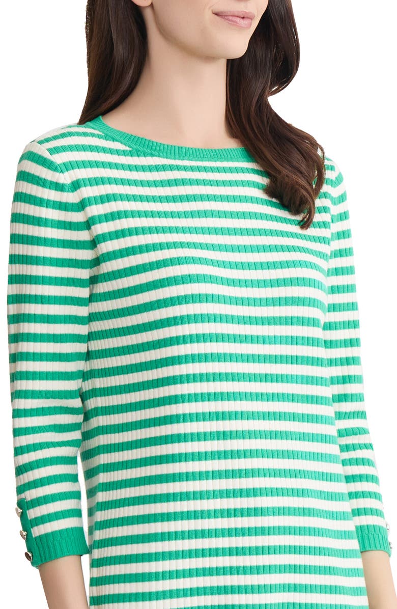 Jones New York Stripe Boat Neck Sweater, Alternate, color, Kelly / White Sand