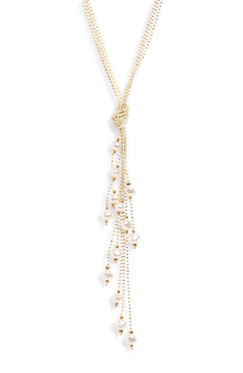 Faux Pearl Tassel Drop Necklace