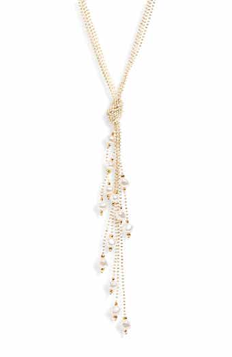 Faux Pearl Tassel Drop Necklace