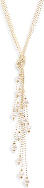 NORDSTROM RACK Faux Pearl Tassel Drop Necklace