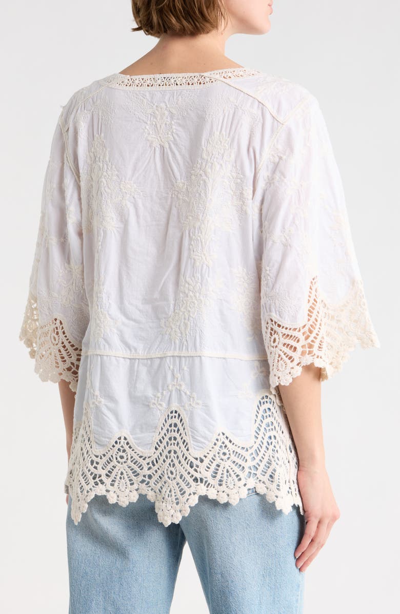 Democracy Crochet Cotton Peplum Top, Alternate, color, Off White / Natural