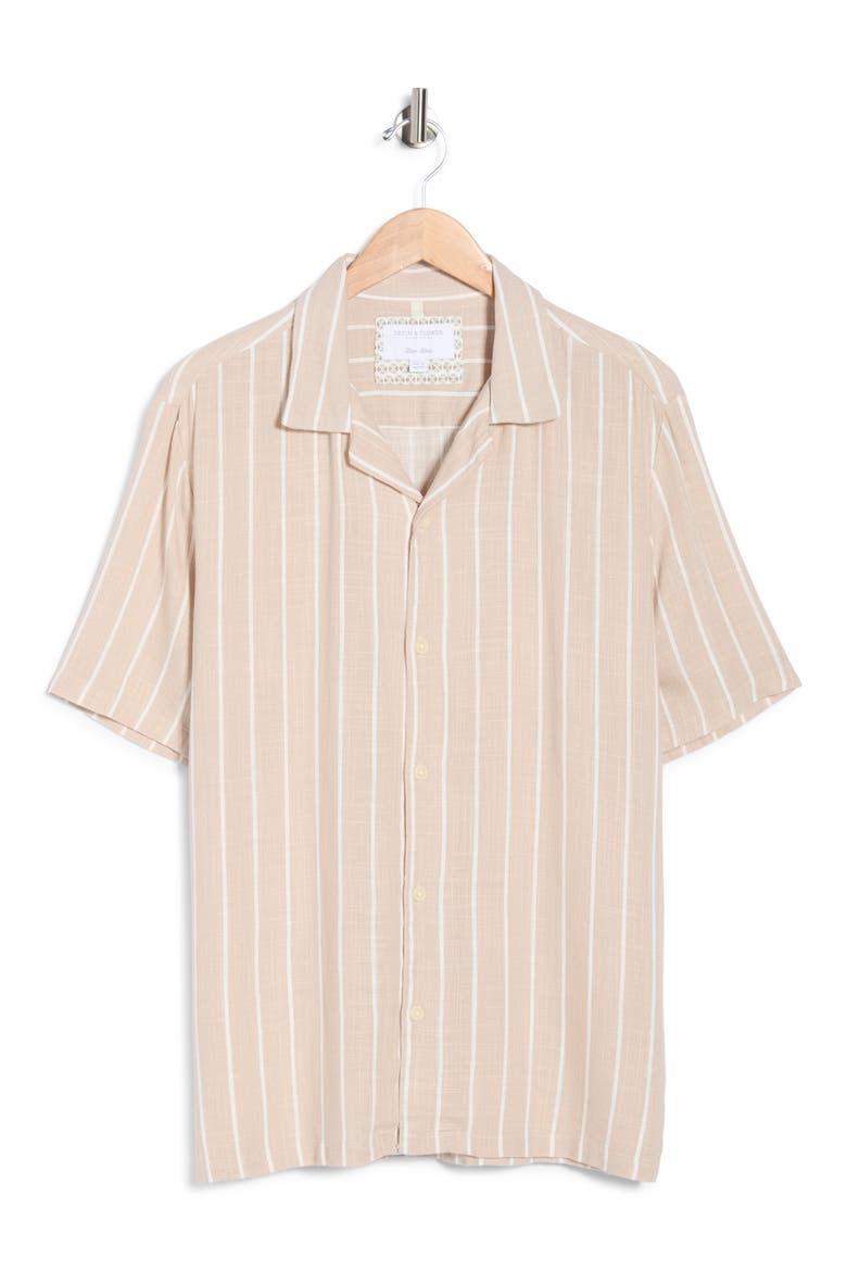Stripe Camp Shirt, Alternate, color, KHAKI