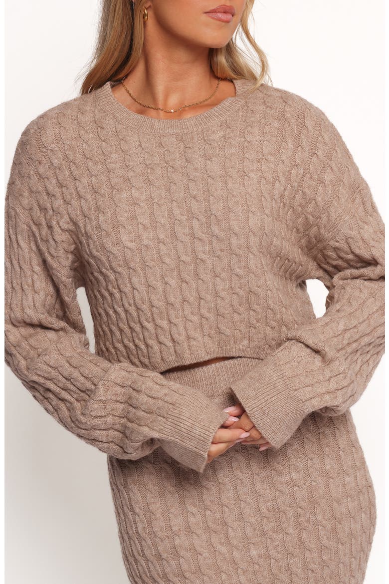 Reid Cable Knit Crop Sweater & Maxi Skirt Set, Alternate, color, TAUPE