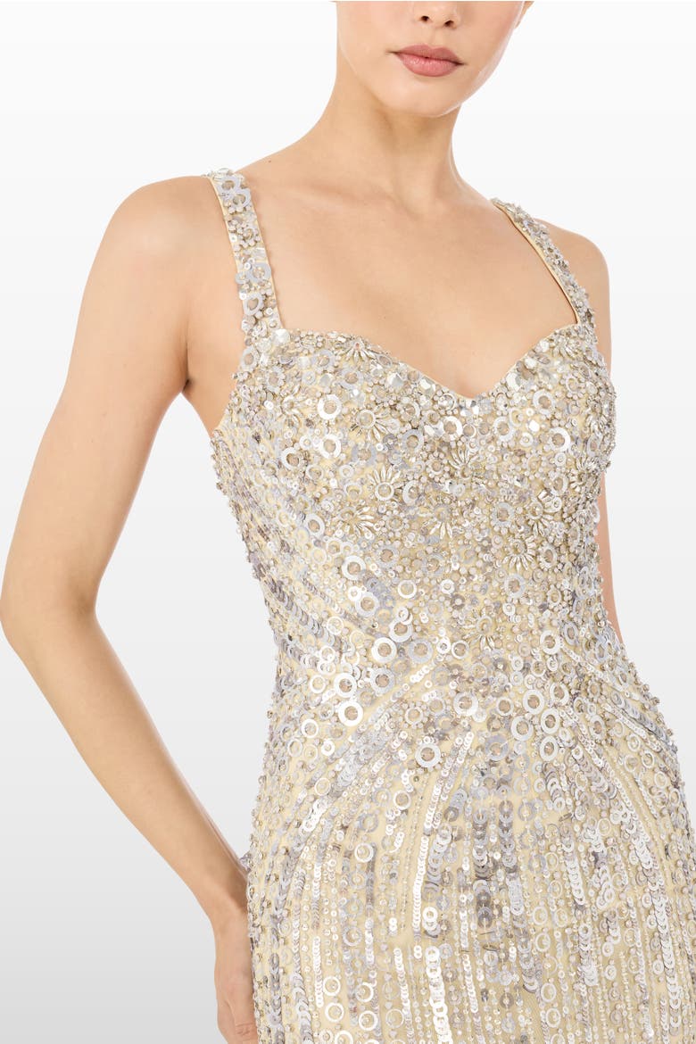 Da Vinci Sequin-Embellished Dress, Alternate, color, Parchment