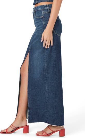 Angela Raw Hem Denim Maxi Skirt