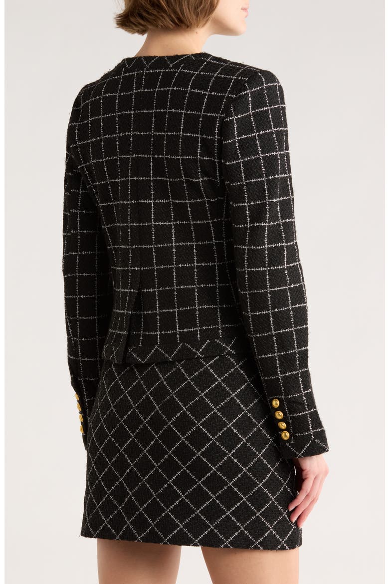 Viv Crewneck Tweed Crop Jacket, Alternate, color, RICH BLACK