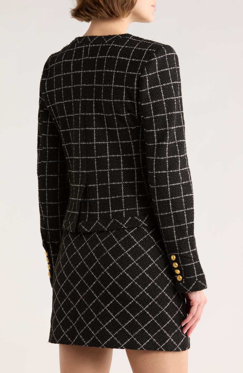 Ted Baker Viv Crewneck Tweed Crop Jacket, Alternate, color, Rich Black