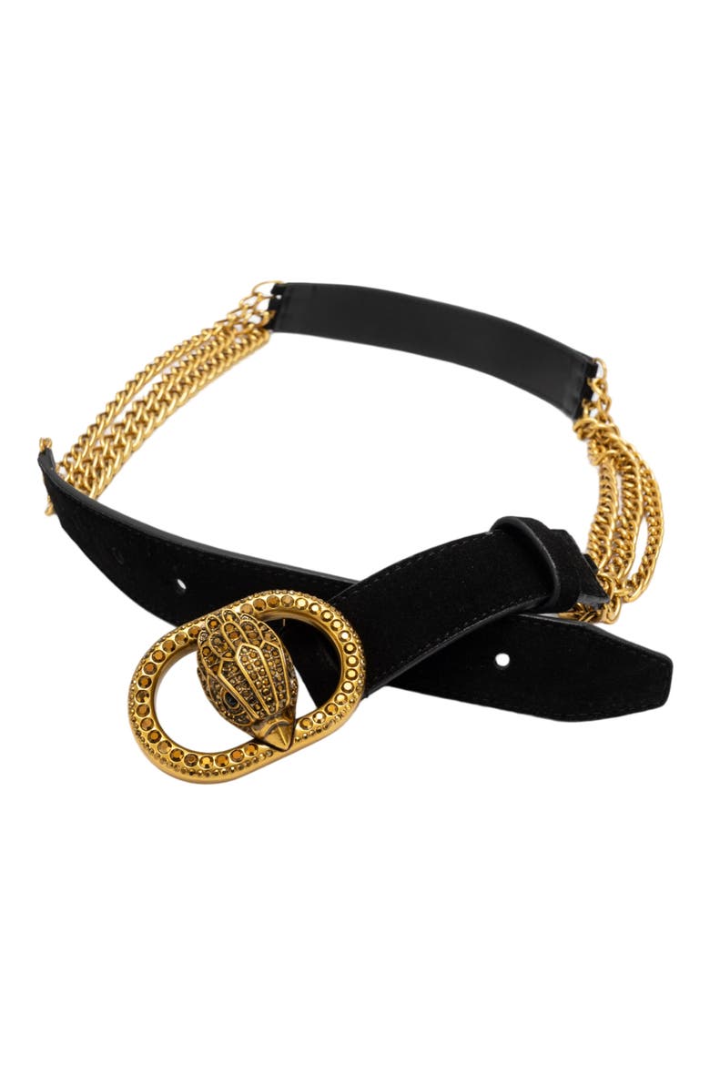 Chelsea Suede Chain Belt, Alternate, color, BLACK