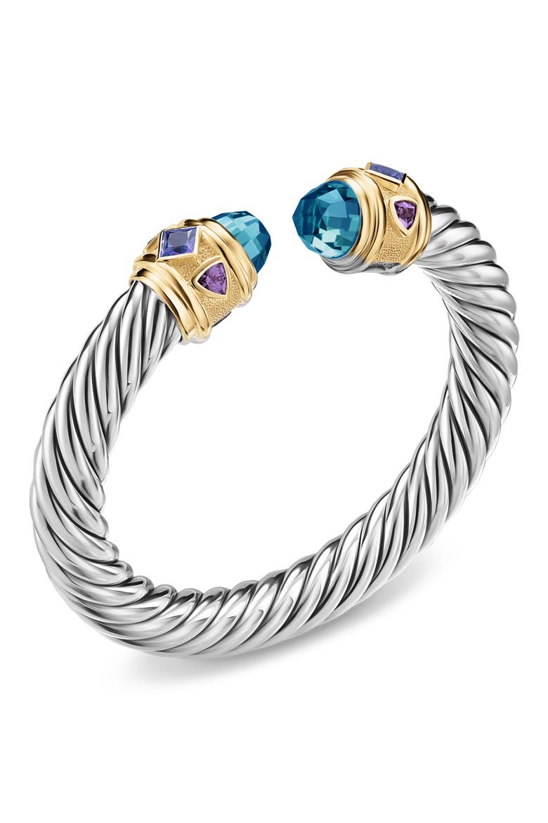 Renaissance Cable Flex Bracelet in Sterling Silver, 9mm, Alternate, color, SILVER/ BLUE