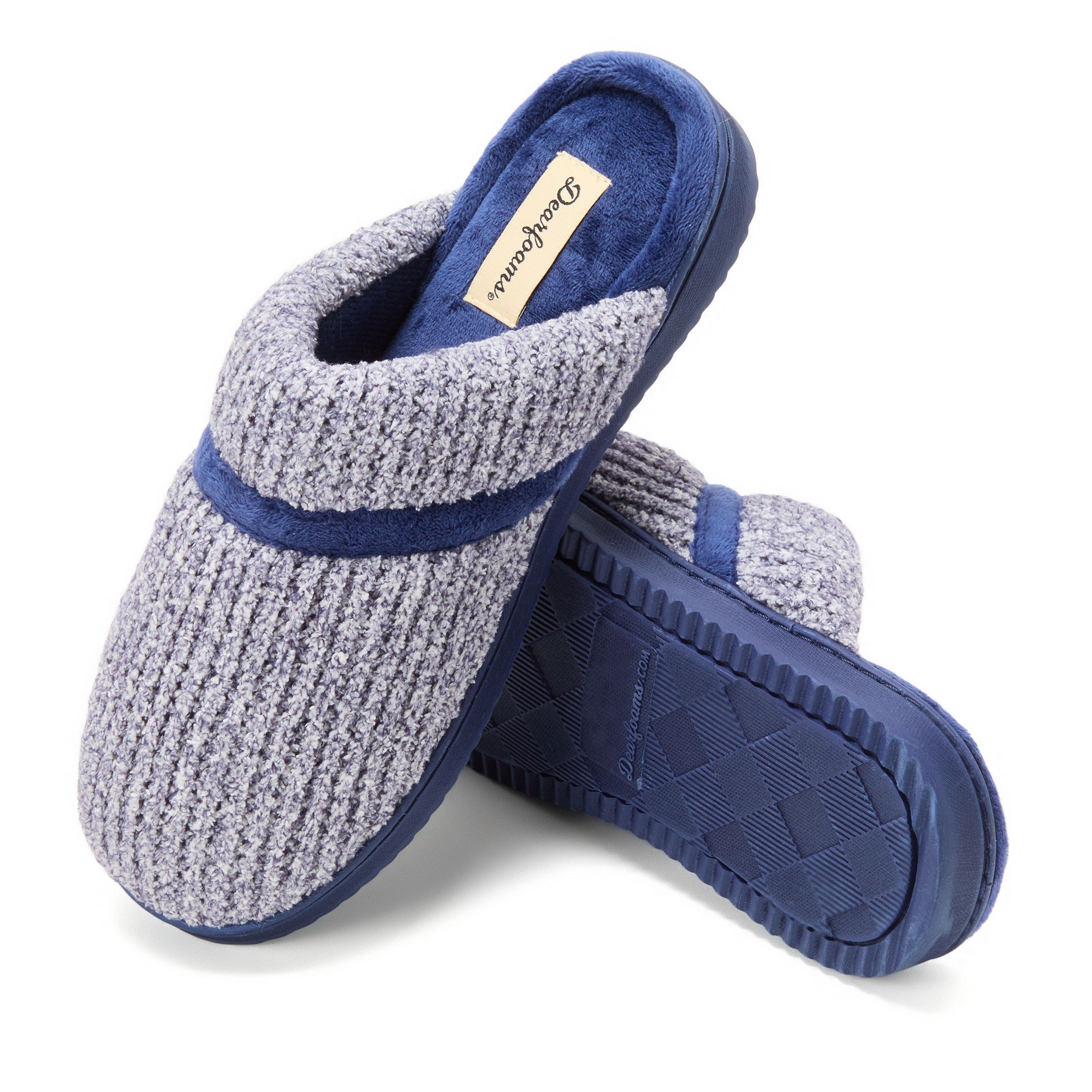 DEARFOAMS Serena Marled Chenille Scuff House Slipper, Alternate, color, Peacoat