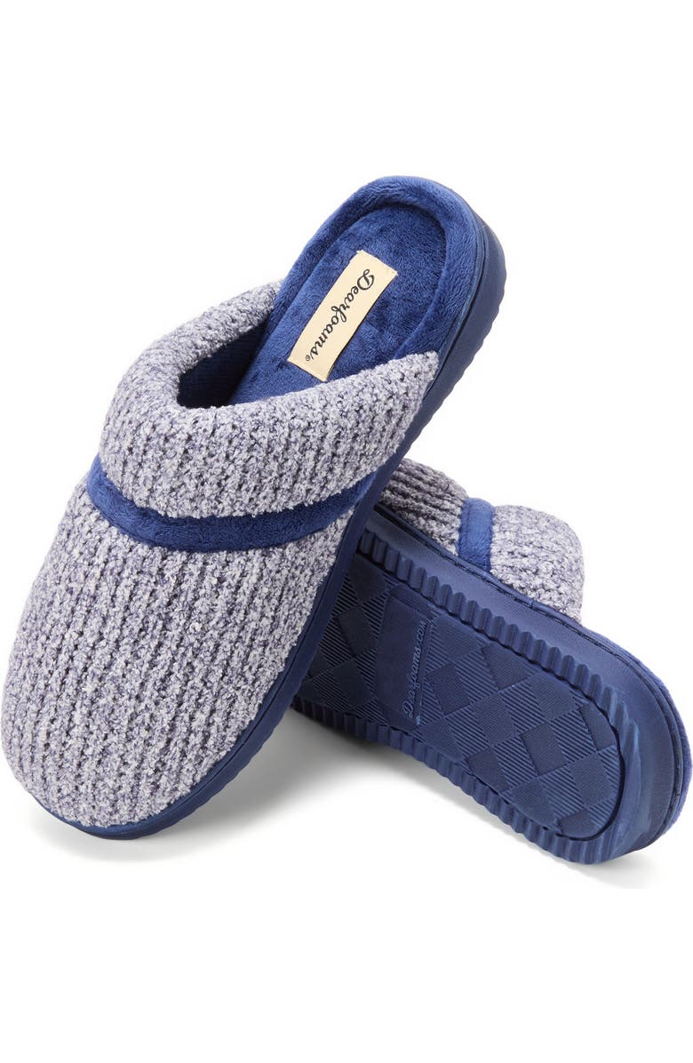 DEARFOAMS Serena Marled Chenille Scuff House Slipper, Alternate, color, Peacoat
