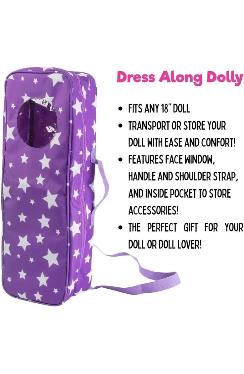 Dress Along Dolly Purple Star Doll Storage Carrying Case for 18" Girl Dolls, Alternate, color, Purple