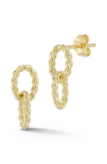 Chloe & Madison Chloe And Madison 14k Gold Plate Twisted Hoop Drop Earrings In Gold