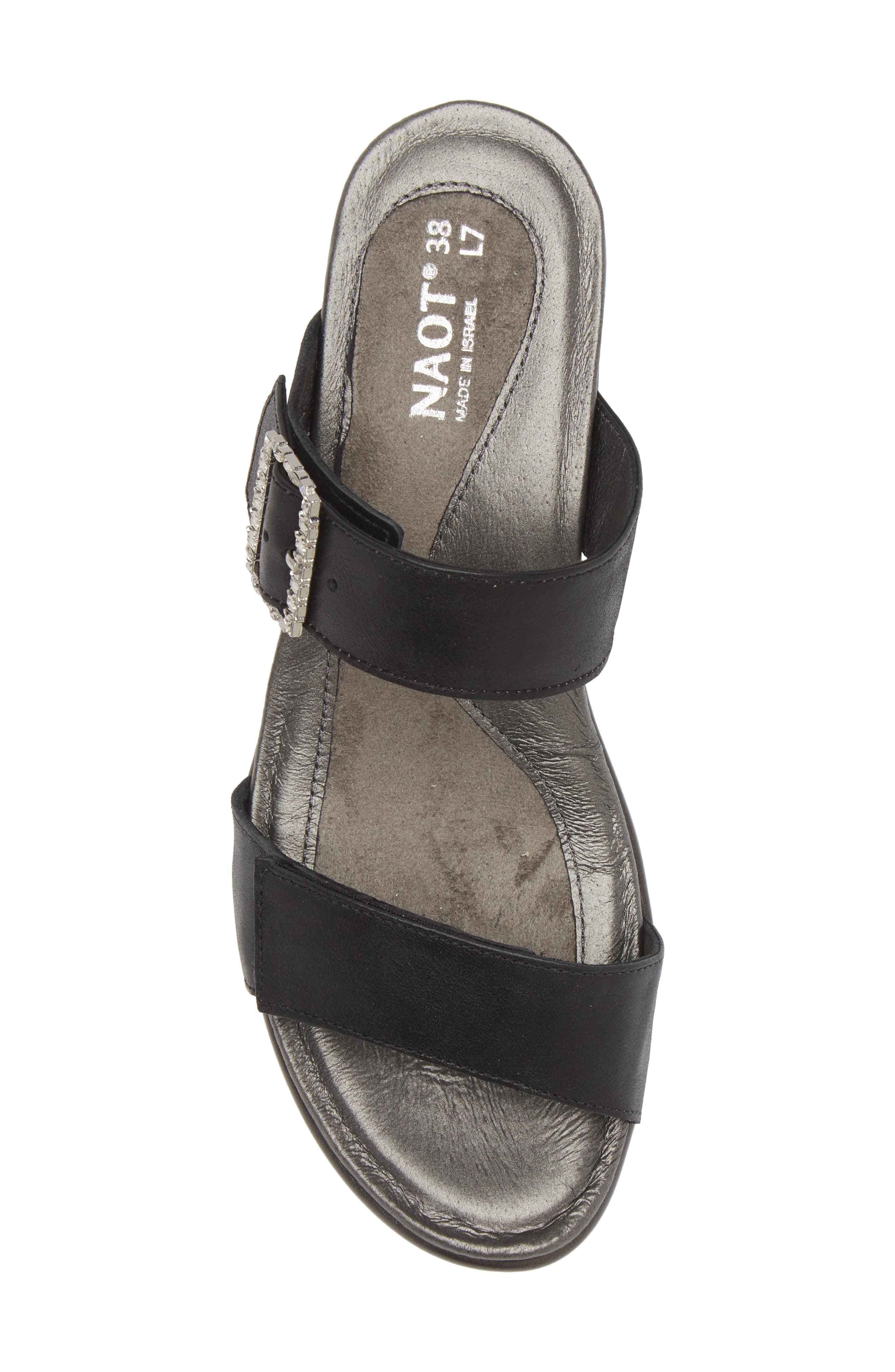 Naot Recent Slide Sandal, Alternate, color, Shiny Black Leather
