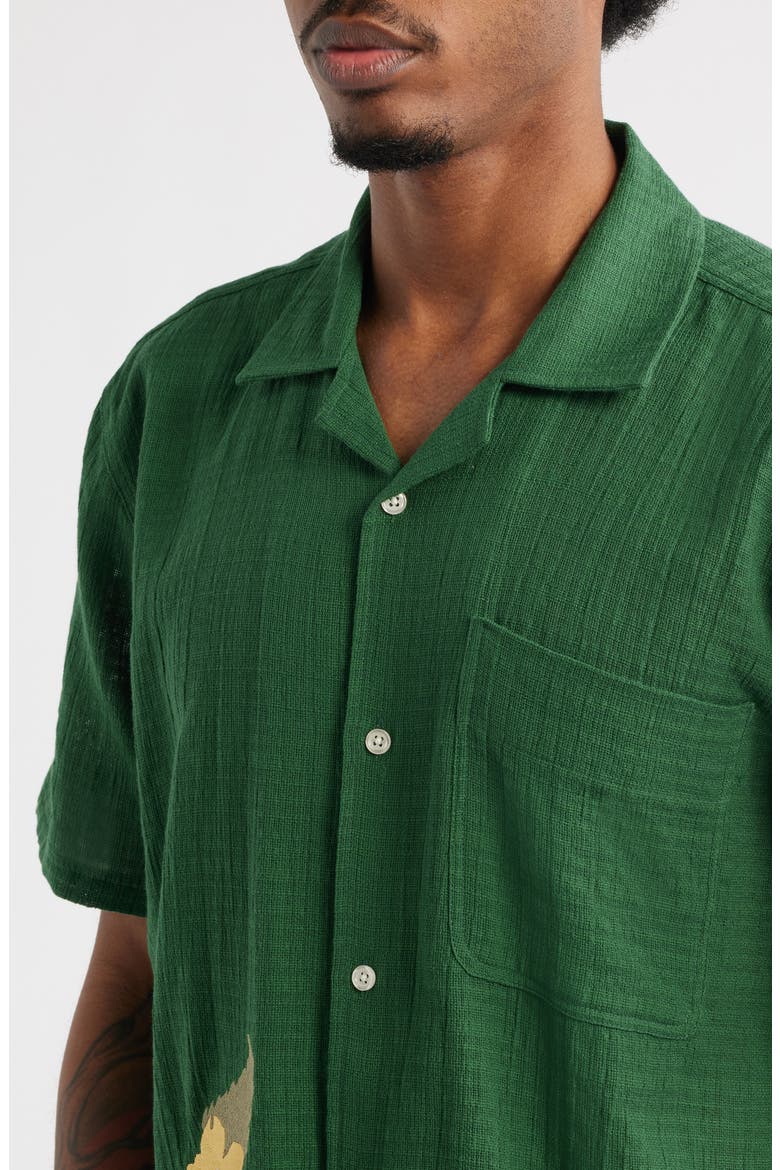 Ramus Floral Embroidered Camp Shirt, Alternate, color, DARK GREEN