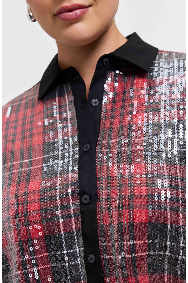 Marina Sequin Button-Up Shirt, Alternate, color, BURGUNDY RED/ MULTI