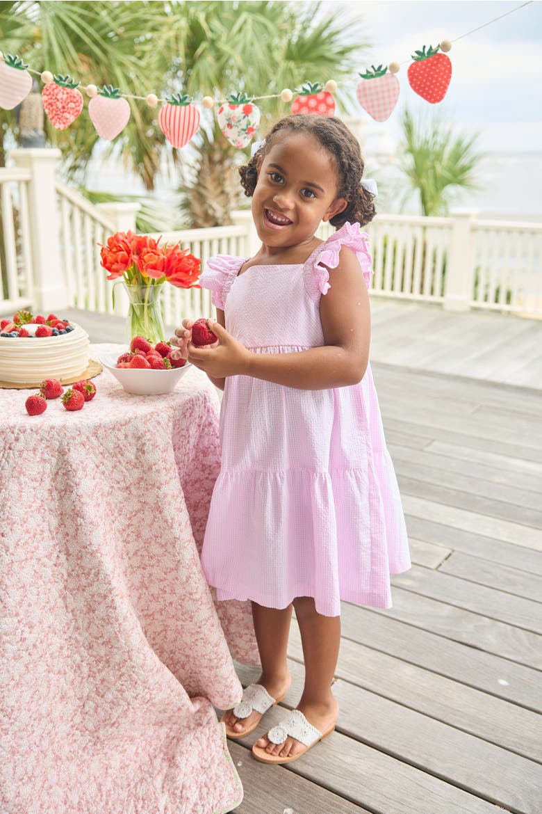 Kids' Tiered Katie Dress, Alternate, color, Light Pink Seersucker Gingham