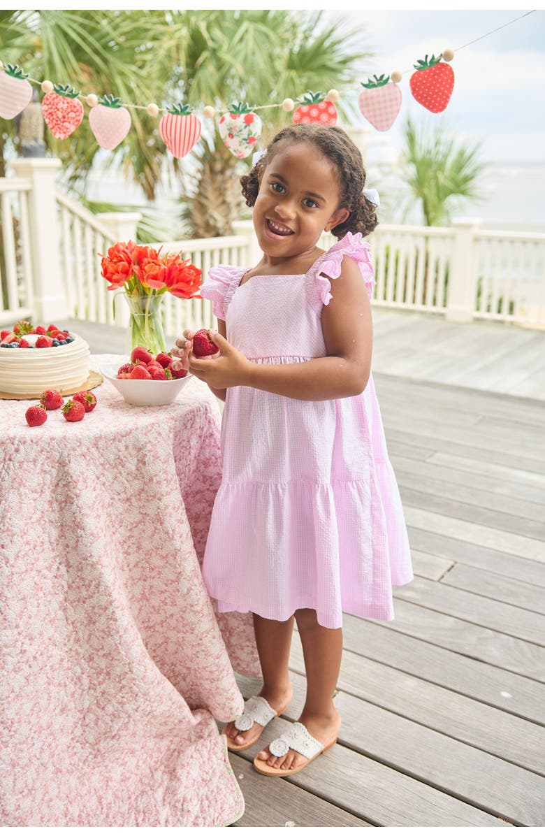 Little English Kids' Tiered Katie Dress, Alternate, color, Light Pink Seersucker Gingham