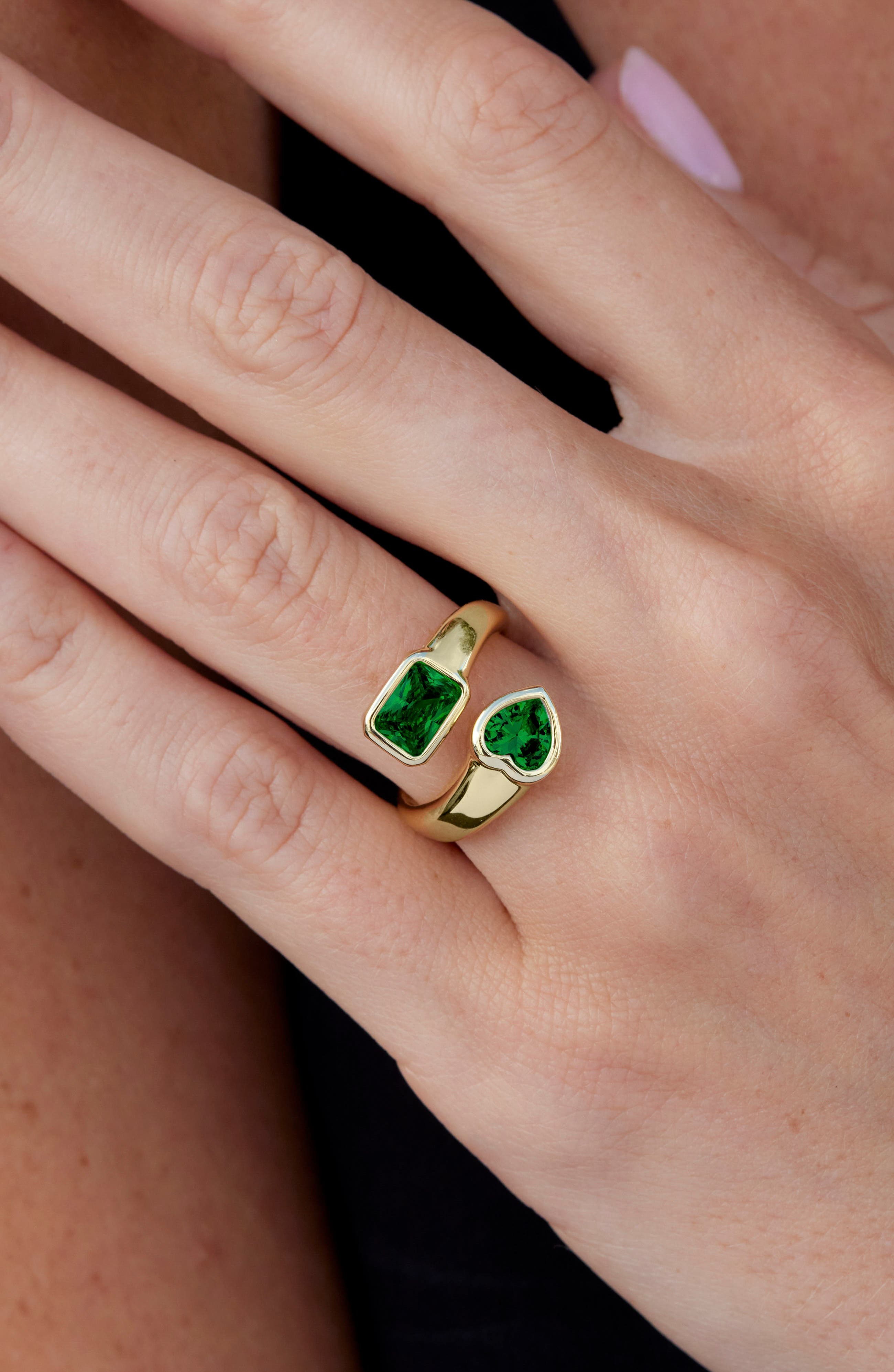 SAVVY CIE JEWELS Bezel Set Heart Bypass Ring (Women) | Nordstromrack