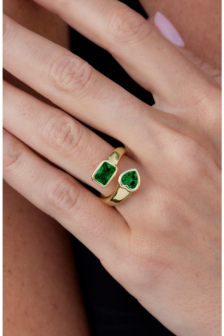 Bezel Set Heart Bypass Ring, Alternate, color, YELLOW GOLD
