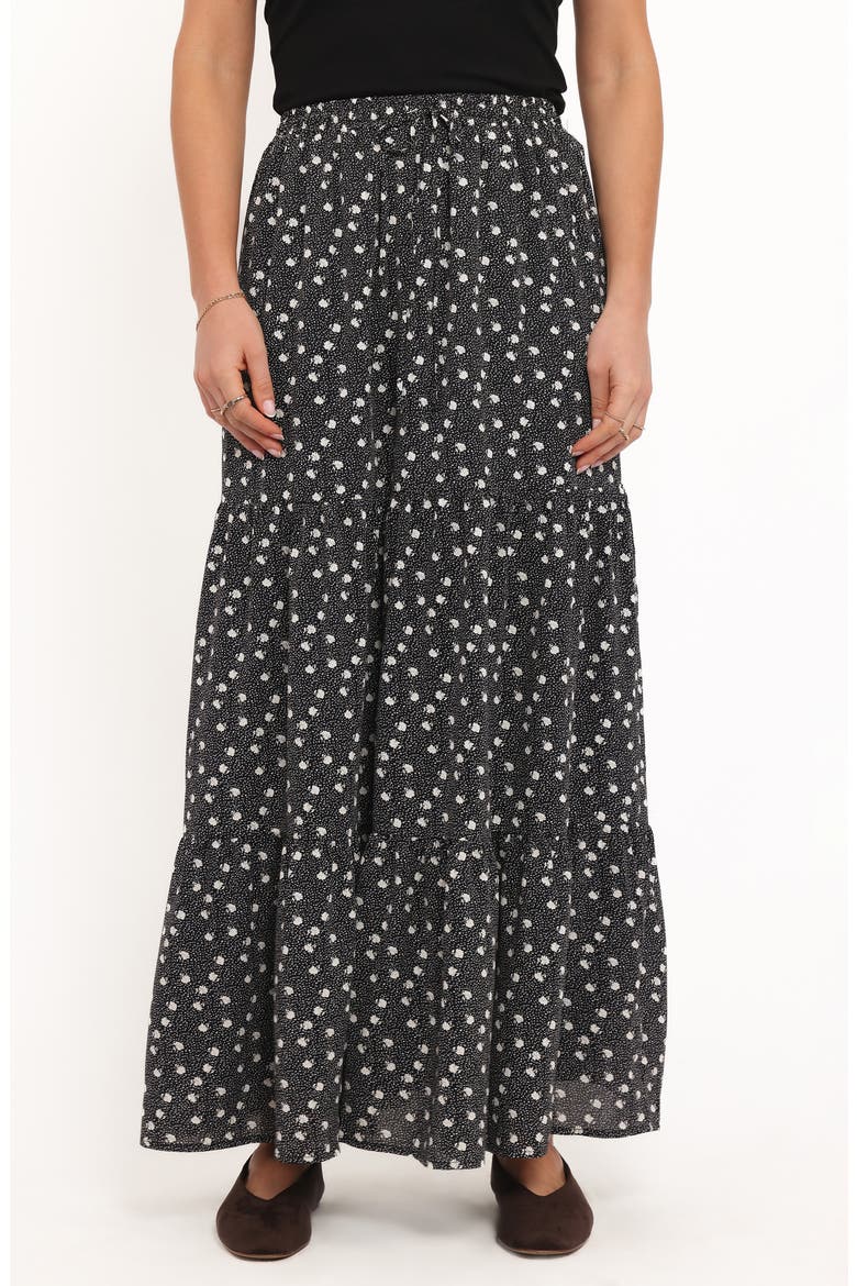 Vincent Tiered Maxi Skirt, Main, color, BLACK SPOT