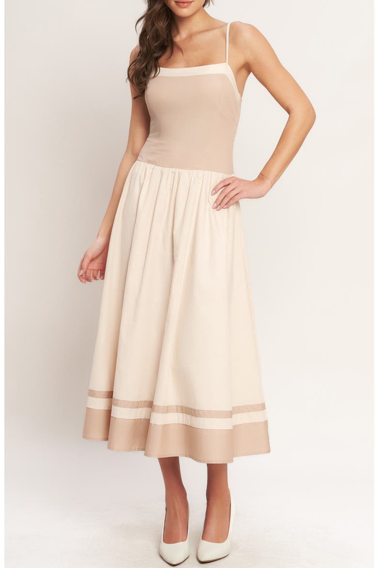 Drop Waist Midi Dress, Main, color, LIGHT TAUPE