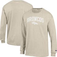 Champion Men's Champion  Heather Oatmeal Denver Broncos White Ink Jersey Long Sleeve T-Shirt