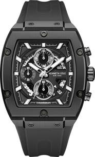 Kenneth Cole New York Sport Tonneau Chronograph Silicone Strap Watch, 44mm x 28mm