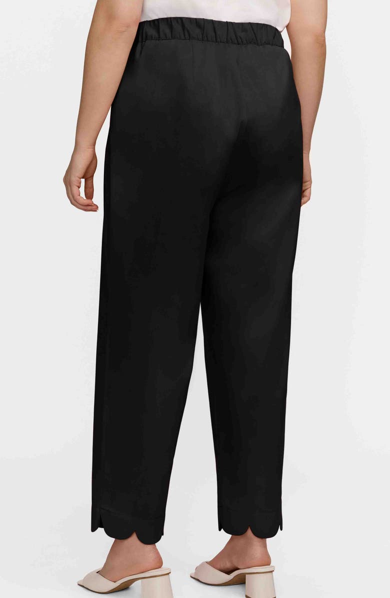 Foxcroft Elaine Scallop Hem Cotton Blend Crop Pants, Alternate, color, Black