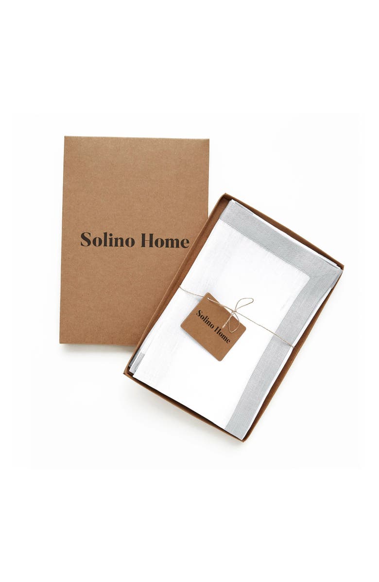 Solino Home Linen Dinner Napkins Set of 4, 20 x 20 Inch for Dining Table, Holiday and Everyday Table Decor - Classic, Alternate, color, Soft Grey And White