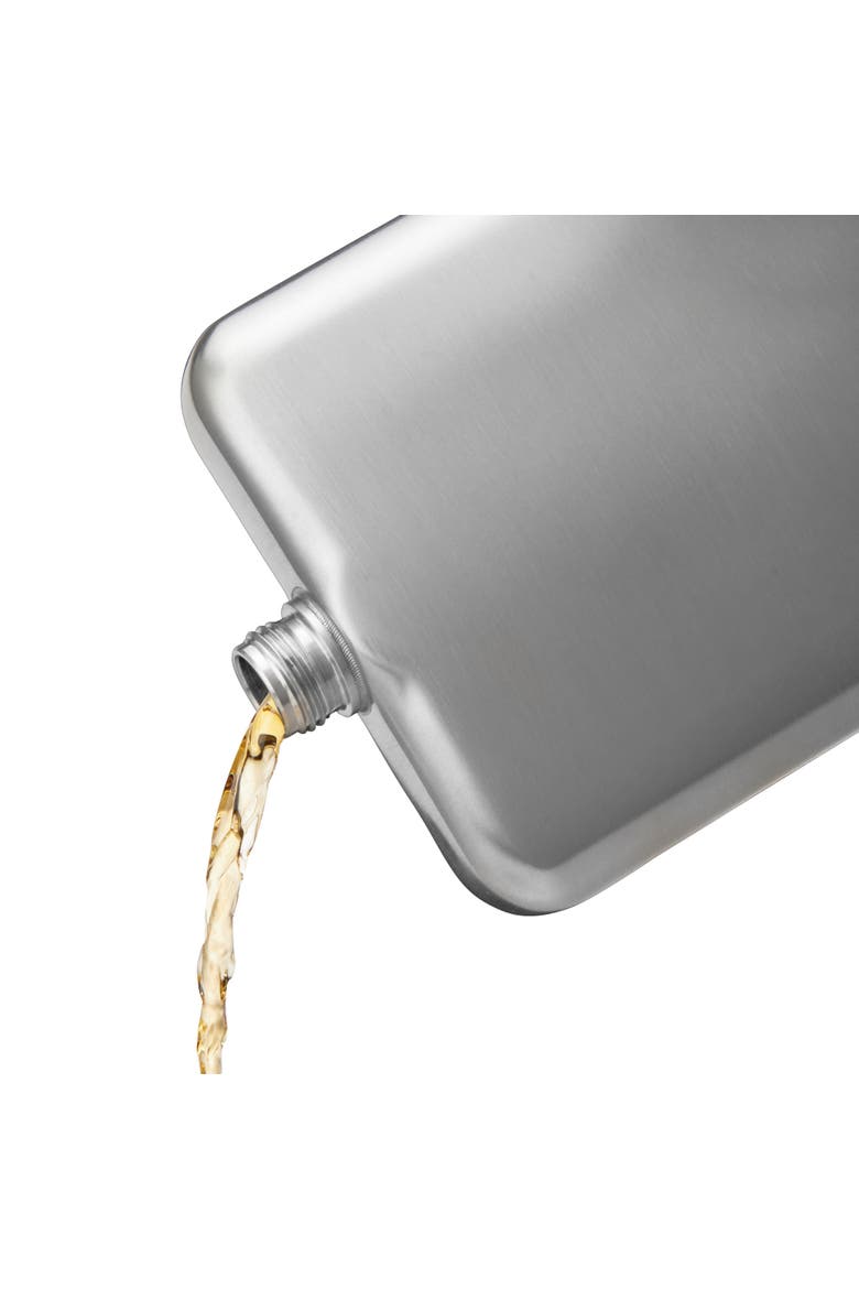 Brushed Stainless Steel Flask, Alternate, color, Silver