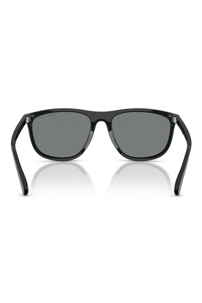 57mm Polarized Pillow Sunglasses, Alternate, color, SHINY BLACK / POLAR GREY