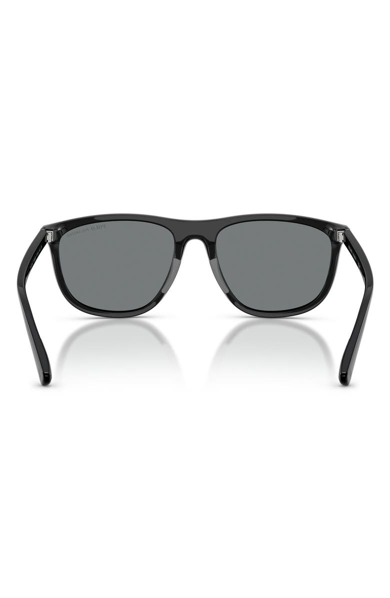 Polo Ralph Lauren 57mm Polarized Pillow Sunglasses, Alternate, color, Shiny Black / Polar Grey