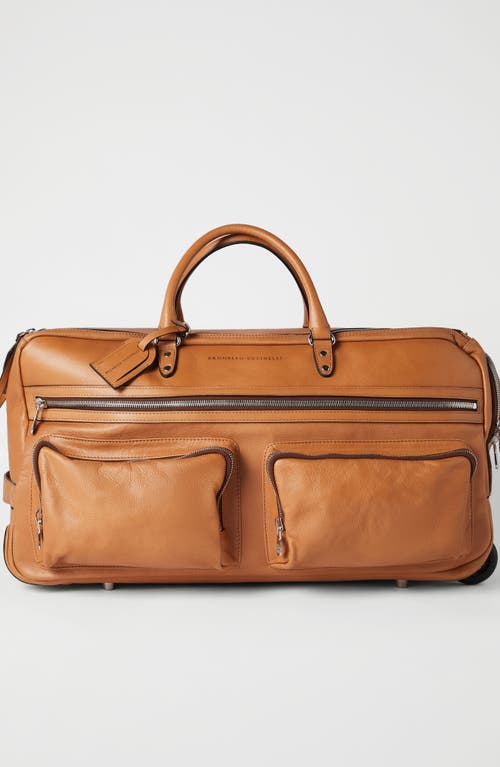 Brunello Cucinelli Cowhide Trolley Bag In Cognac